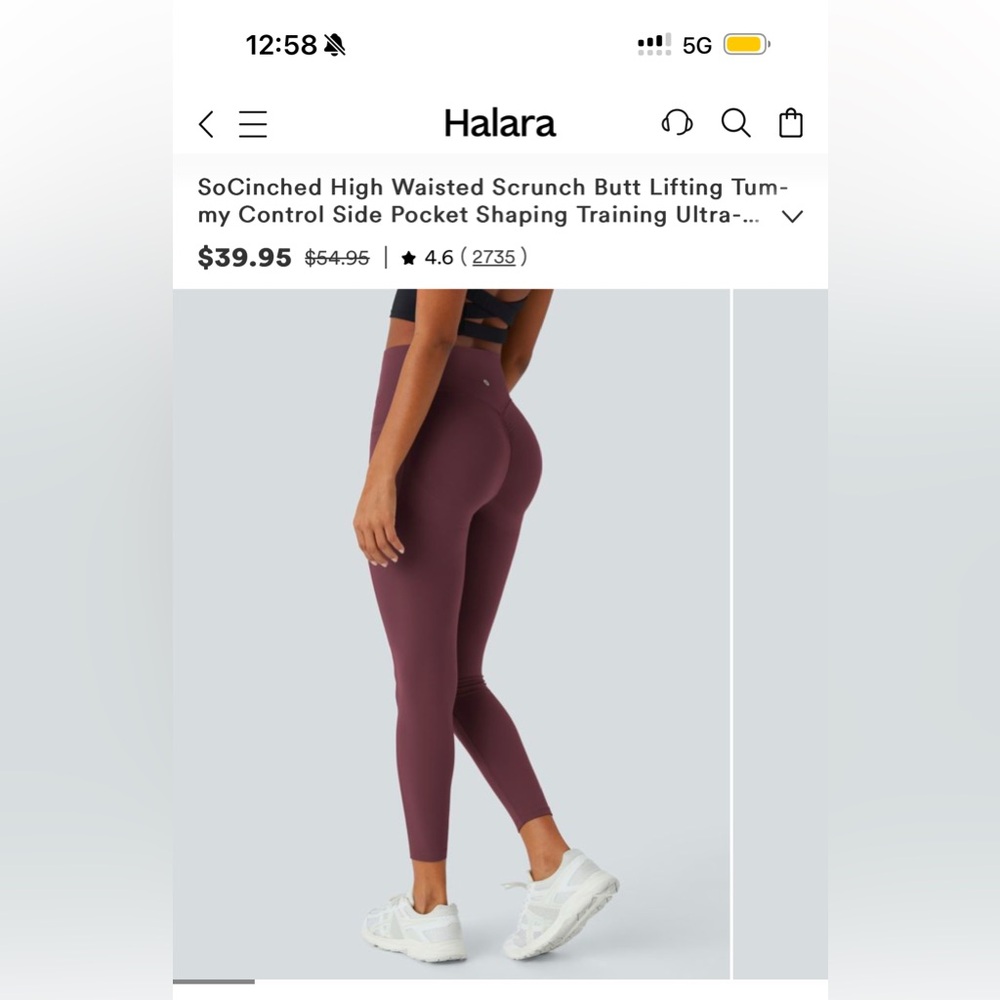 HALARA High-Waisted Scrunch Butt Lifting Leggings - Plum